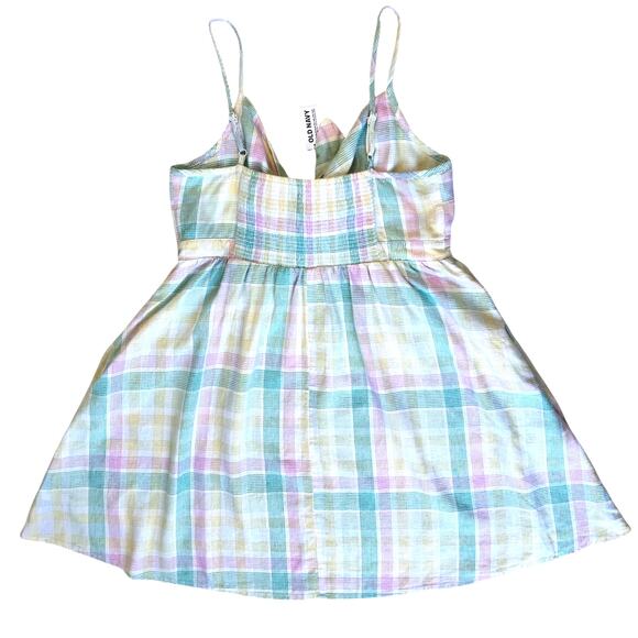 NEW Babydoll Linen Dress Large Pastel Plaid Smock Coquette Prairie Cottage READ - Picture 9 of 16
